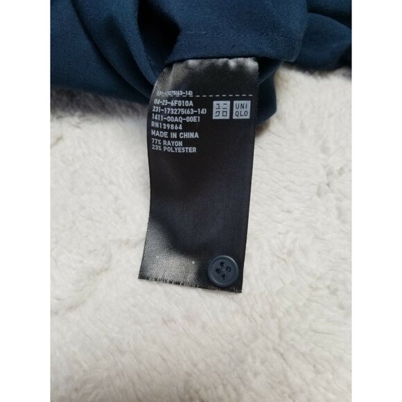 Uniqlo Womens Boat Neck Long Sleeve Chiffon Top Blouse Large Navy Blue Casual - Picture 4 of 6